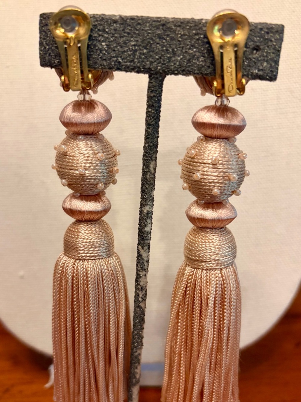 Oscar de la Renta Pink Dot Ball Tassel Earrings - Picture 4 of 16